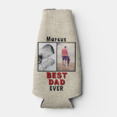 最高の素朴パパ父の日2写真コラージュ ボトルクーラー (正面)