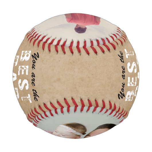 最高の素朴パパ父の日2写真コラージュ 野球ボール (裏面)