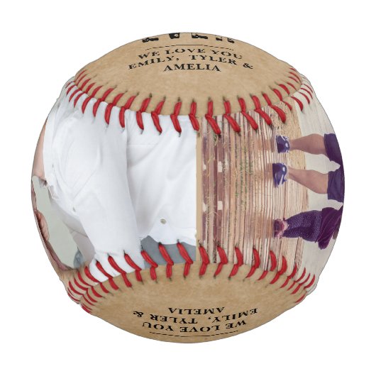 最高の素朴パパ父の日2写真コラージュ 野球ボール (正面)