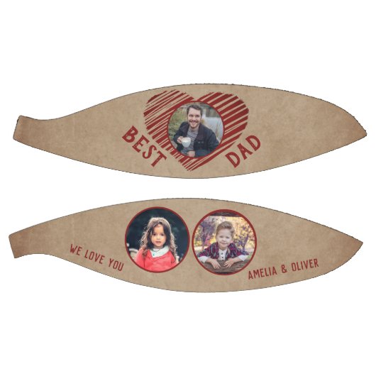 最高の素朴パパ赤いハート父の日3写真 バスケットボール (パネル)