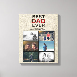 最高の素朴パパEver Father's Day 6 Photo Collage キャンバスプリント