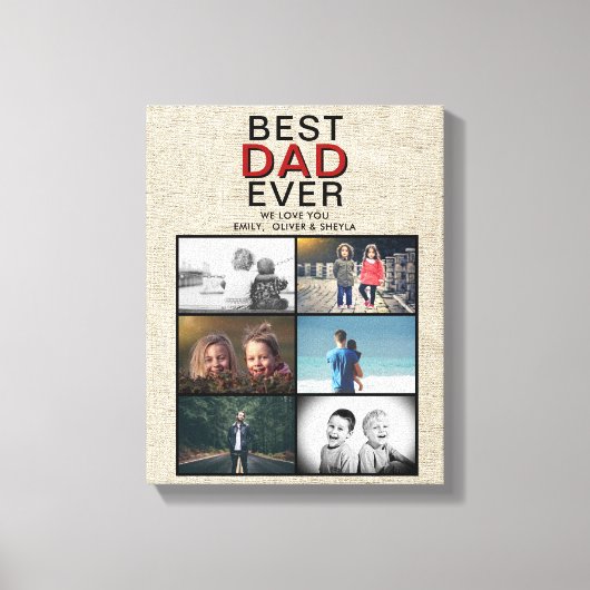 最高の素朴パパEver Father's Day 6 Photo Collage キャンバスプリント (正面)