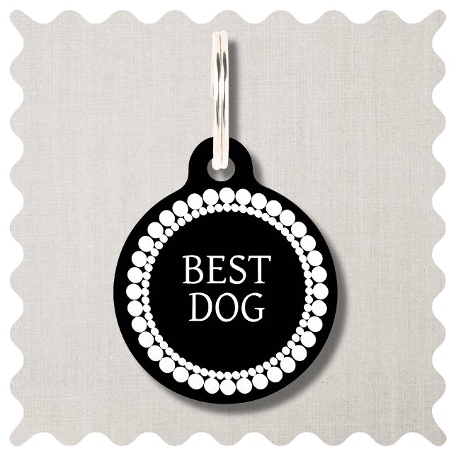 最高の結婚のペット用名札 ペット　ネームタグ (Best Dog Wedding Pet ID Tags in Black and White. Funny Modern Pet Tags. )