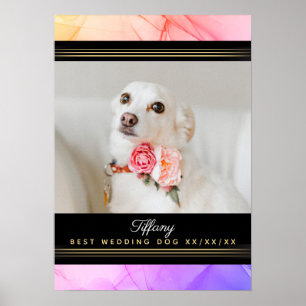 最高の結婚式の犬の写真テンプレート ピンク パープル ポスター