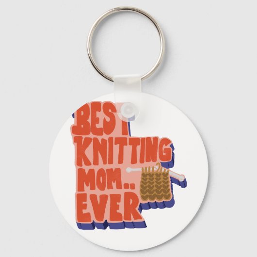 最高の編み物マママエバーレトロヴィンテージタイポグラフィ キーホルダー (正面)