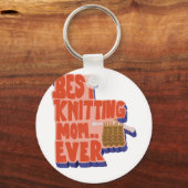 最高の編み物マママエバーレトロヴィンテージタイポグラフィ キーホルダー (正面)