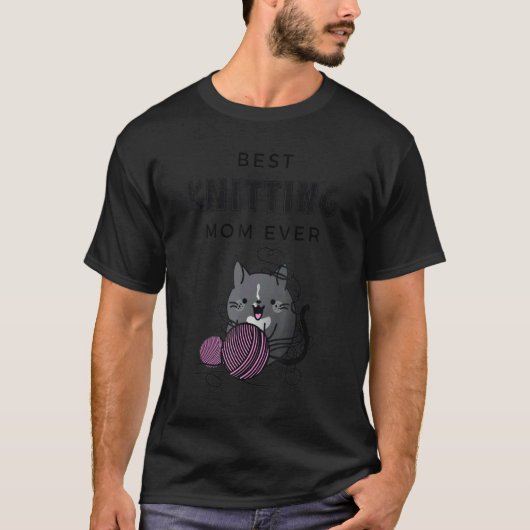 最高の編み物ママ 猫と編み物ギフト Tシャツ (正面)