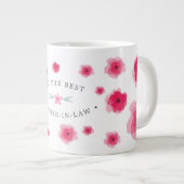 最高の義母へ ピンクの花柄 ジャンボコーヒーマグカップ (正面右)