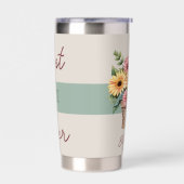 最高の花を緑色にガーベラ 保温保冷タンブラー (左面)