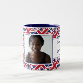 最高の英国MUMユニオパーソナライズされたン・ジャック写真 ツートーンマグカップ (中央)