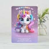 最高の虹色ユニコーンの誕生日 招待状 (スタンド正面)