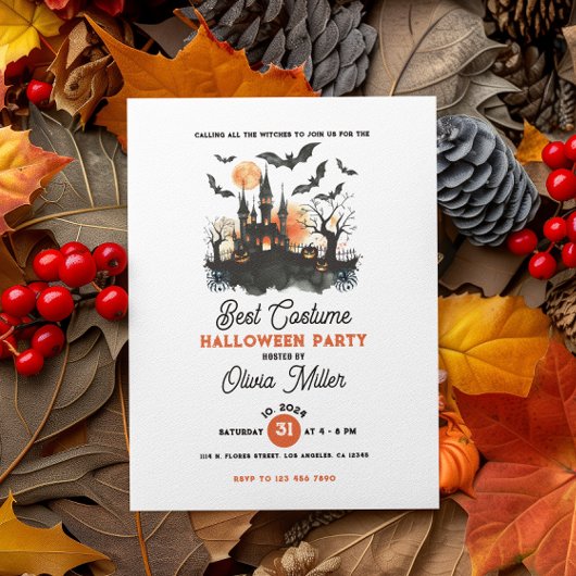 最高の装着ハローウィンパーティ魅惑の城 招待状