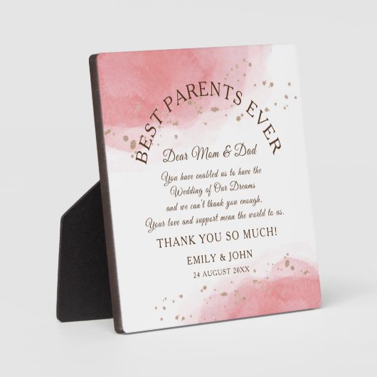 最高の親Ever/Coral/金ゴールドありがとうござ結婚う フォトプラーク (正面)