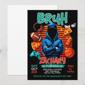 最高の誕生日パーティーを開こう！「Bruh Birthday Gaming Invitation」 招待状 (正面/裏面)
