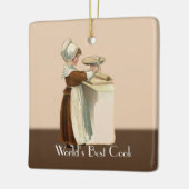 最高の調理師賞、ヴィンテージ女性ベーキング セラミックオーナメント (左)