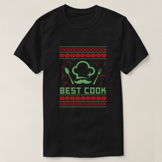 最高の調理師醜いクリスマスのセーター料理シェフギフトギフト Tシャツ (デザイン正面)