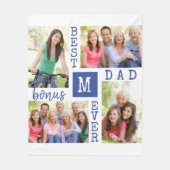 最高の賞与パパ編集可能年4フォトブルー フリースブランケット (正面)