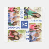 最高の賞与パパ編集可能年4フォトブルー フリースブランケット (正面(横))