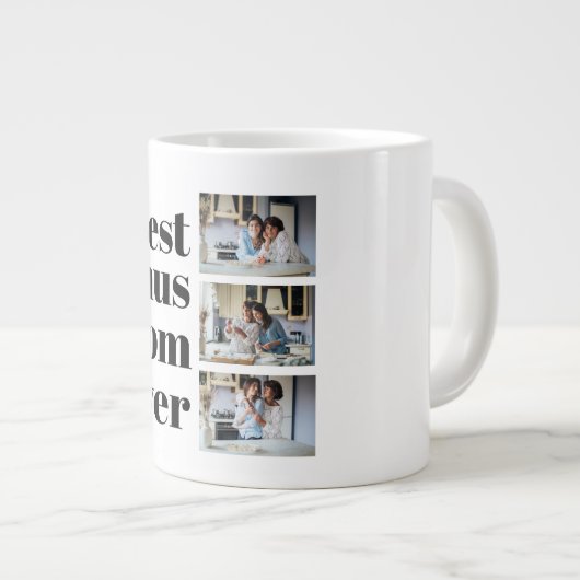 最高の賞母の日3写真コラージュ ジャンボコーヒーマグカップ (正面右)