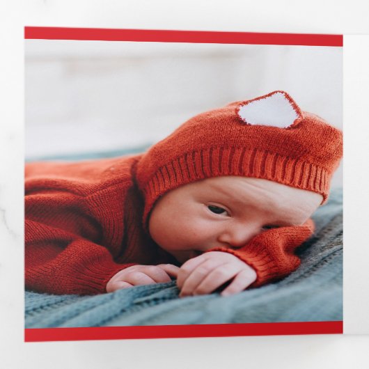 最高の贈り物10枚の写真ホリデー誕生のお知らせ 三つ折り招待状 (内部最初)