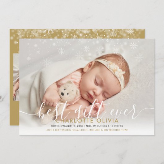 最高の贈り物4枚の写真クリスマス誕生 案内状 (正面/裏面)