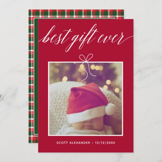 最高の贈り物 ベビー写真 フラット ホリデー カード (正面/裏面)