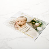 最高の贈り物 雪のヴィネット クリスマスベイビー 写真 箔招待状 (回転した状態)