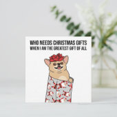 "最高の贈り物" 面白い犬のクリスマスカード シーズンカード (スタンド正面)