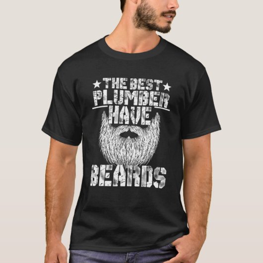 最高の配管工はヒゲを生やしている - 面白いヒゲ メンズ Tシャツ (正面)