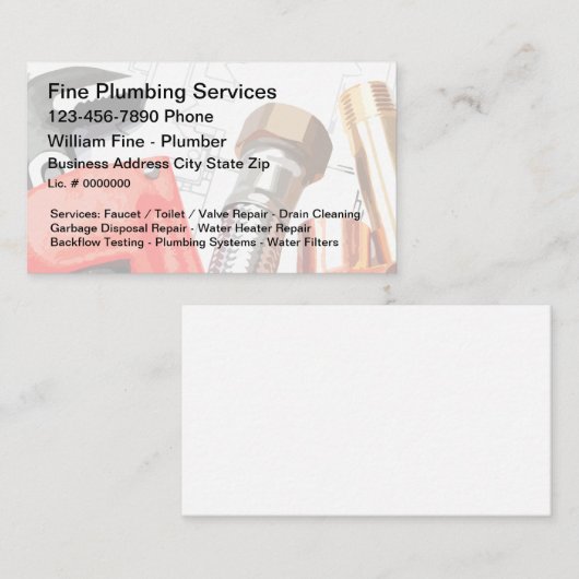 最高の配管業務用カードデザイン 名刺 (正面/裏面)