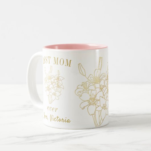 最高の金ゴールドエレガントフローラ ツートーンマグカップ (正面左)