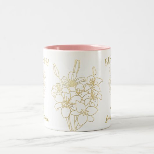 最高の金ゴールドエレガントフローラ ツートーンマグカップ (中央)