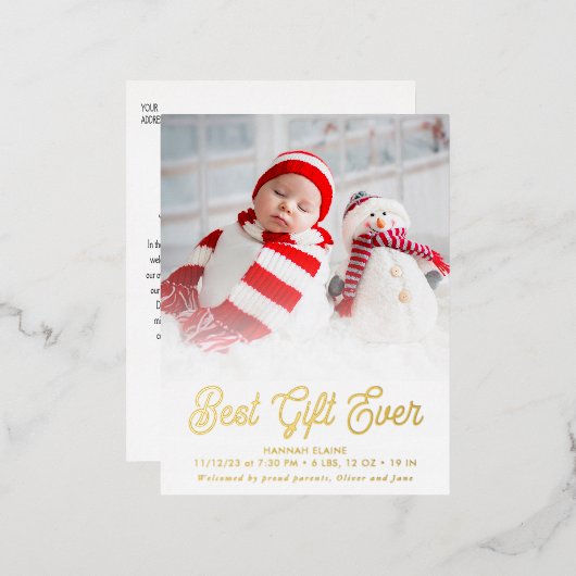 最高の金ゴールド箔生誕発表 箔シーズンポストカード (正面/裏面)