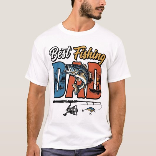 最高の釣りパパ ヴィンテージ風刻印Tシャツデザイン1 Tシャツ (正面)