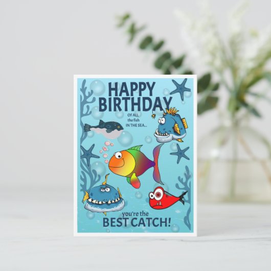 最高の釣果 誕生日 シーズンポストカード (スタンド正面)
