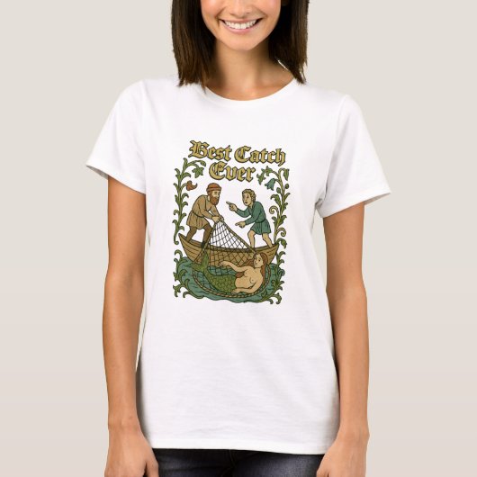 最高の釣果 - 釣り物語 中世のミーム Tシャツ (正面)