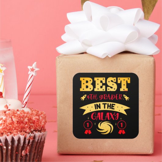 最高の銀河系第4年生おもしろい スクエアシール (パーティー)