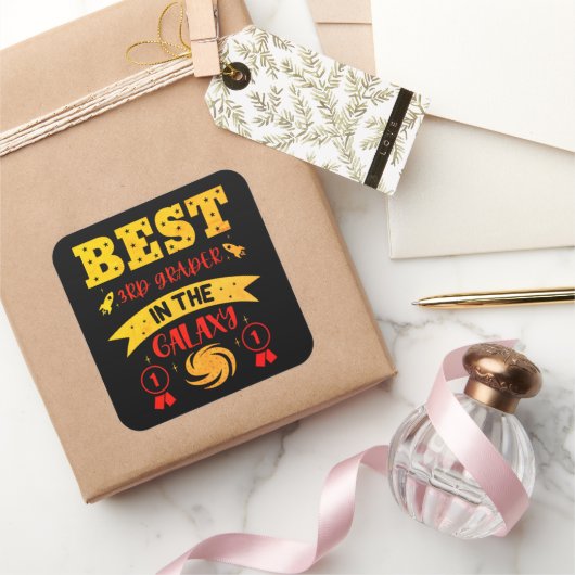 最高の銀河系3年生おもしろい スクエアシール (ギフト)