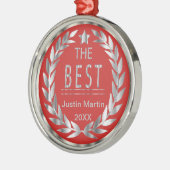 最高の銀・赤メダル賞 メタルオーナメント (左)