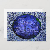 最高の青い花の背景を持つ母 ポストカード (正面/裏面)