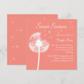 最高の願い！コーラルSweet sixteen招待状 招待状 (正面/裏面)