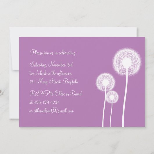 最高の願い!フォトバースデーパーティー招待状(紫) 招待状 (裏面)