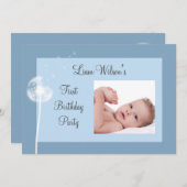 最高の願い!フォトバースデーパーティー招待状(青) 招待状 (正面/裏面)