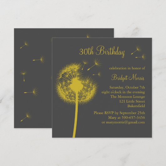 最高の願い！黄色 招待状 (正面/裏面)