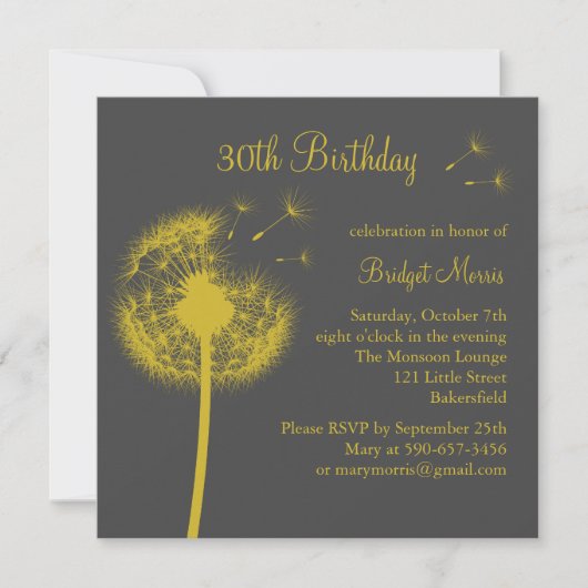 最高の願い！黄色 招待状 (正面)