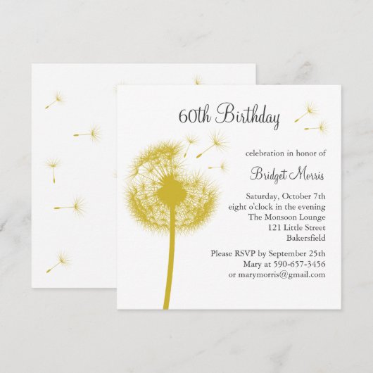 最高の願い！黄色 招待状 (正面/裏面)