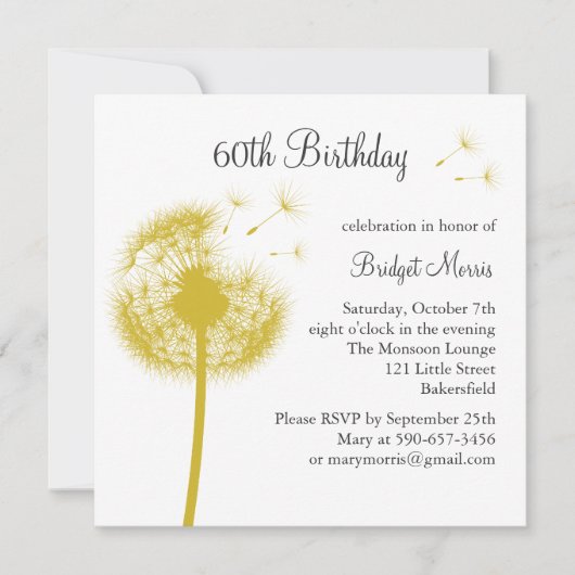 最高の願い！黄色 招待状 (正面)