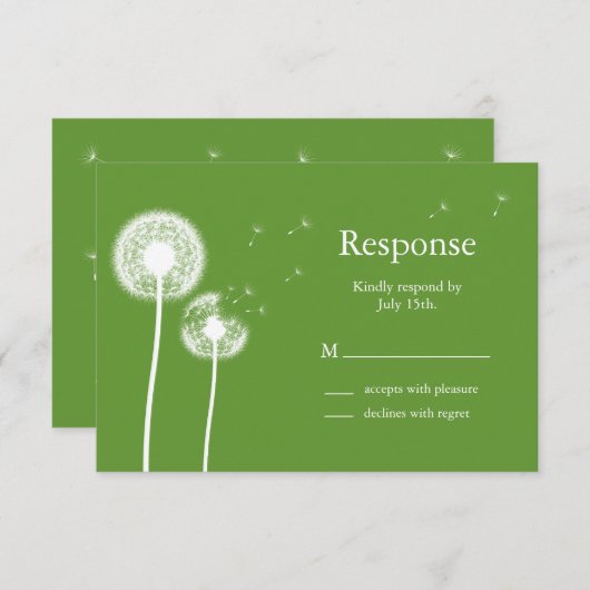 最高の願い!RSVP (緑) 出欠カード (正面/裏面)