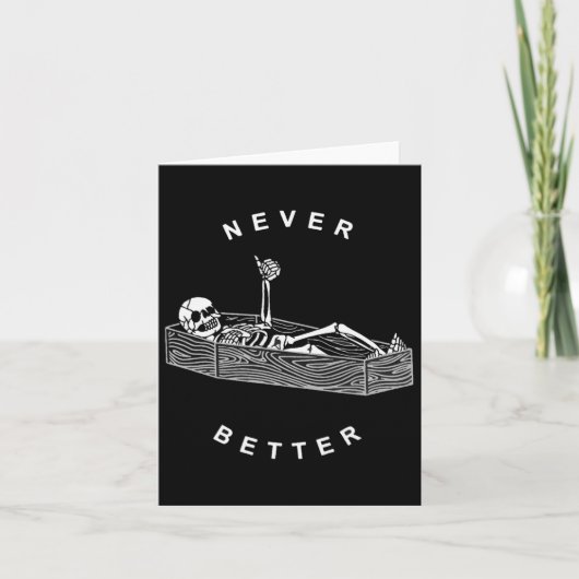 最高の骷髅スケルトンが棺の中でハロウィン カード (正面)