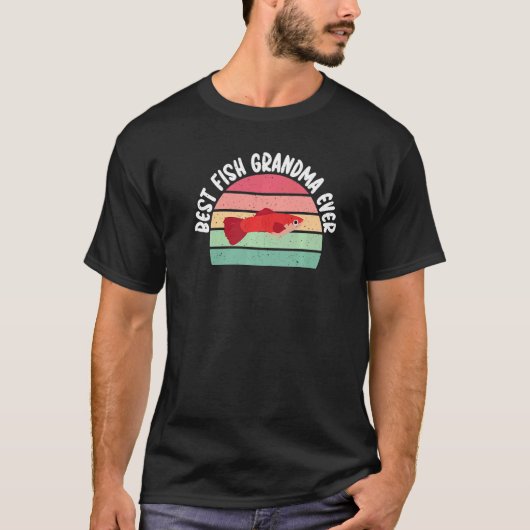 最高の魚おばあちゃん いつだって魚おばあちゃん Tシャツ (正面)